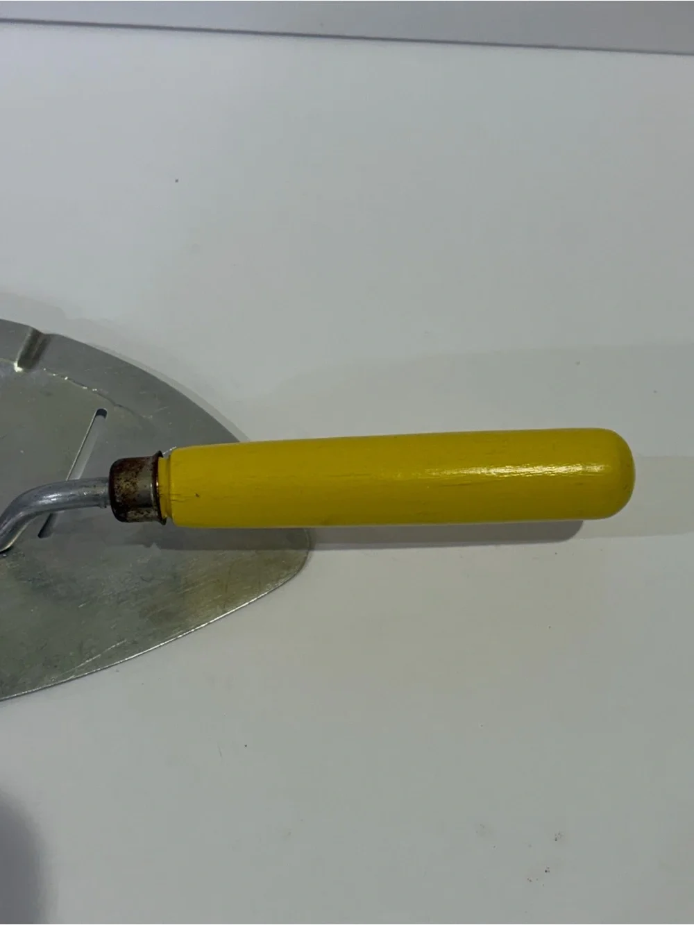 Mid Century Modern Foley Vintage Metal Pot Strainer with Yellow Handle